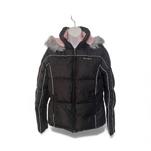 Southpole Junior Collection Winter Jacket Coat Removable Hood Medium Black Pink